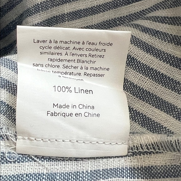 Lintico Madison 100% Linen Shirt Dress Womens Size M Blue Stripe Lagenlook Boho - Picture 8 of 10
